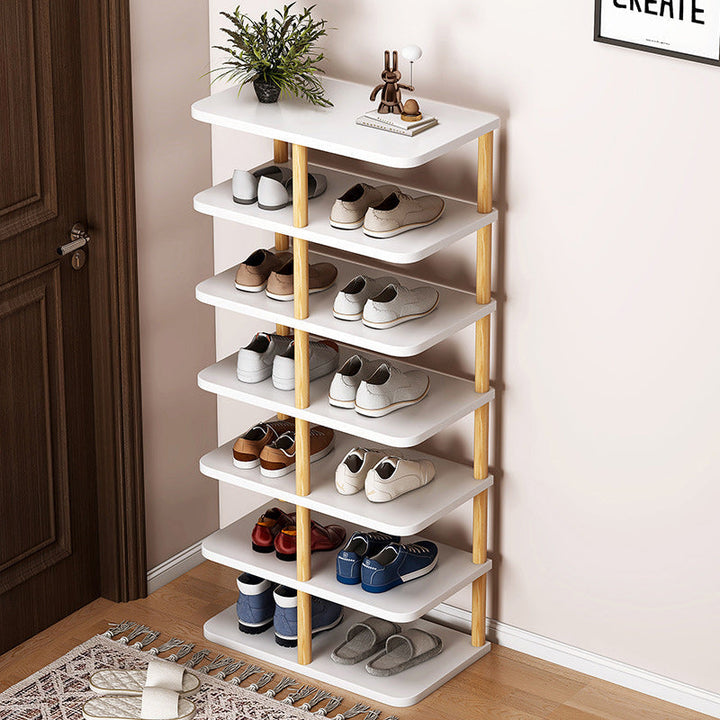 Modern Minimalist Rectangular Cylinder MDF Pine Shoe Rack 6/7 Shelves for Entrances