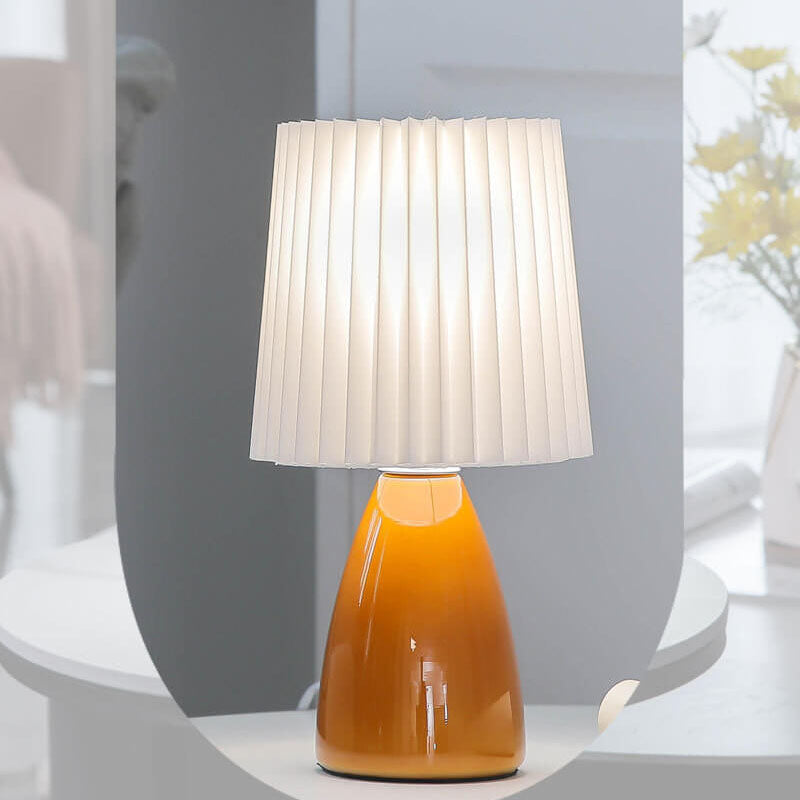 Nordisk Vintage Pleated Shade Glass Base 1-Light Table Lamp