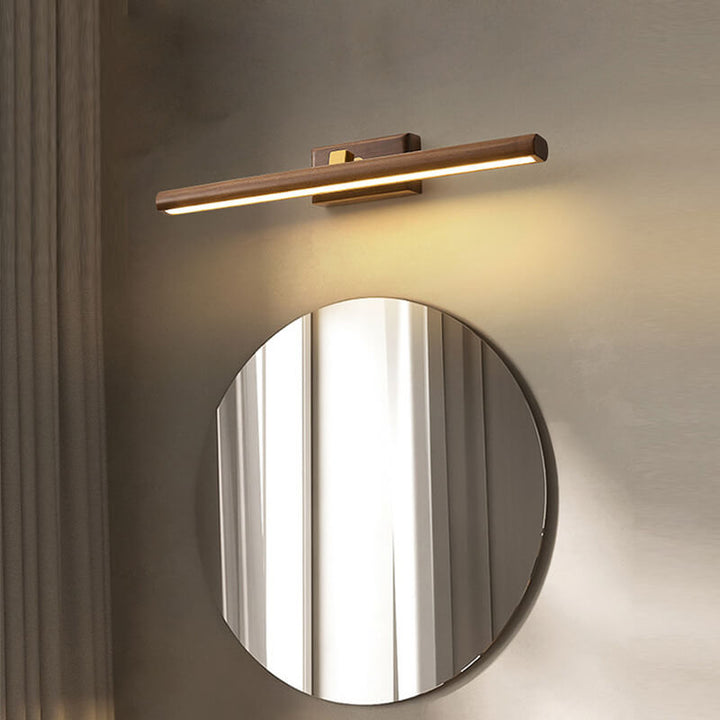 Nordic Minimalist Wooden Copper Cylinder LED Bathroom Mirror Wall Lamp for Living Room & Bathroom