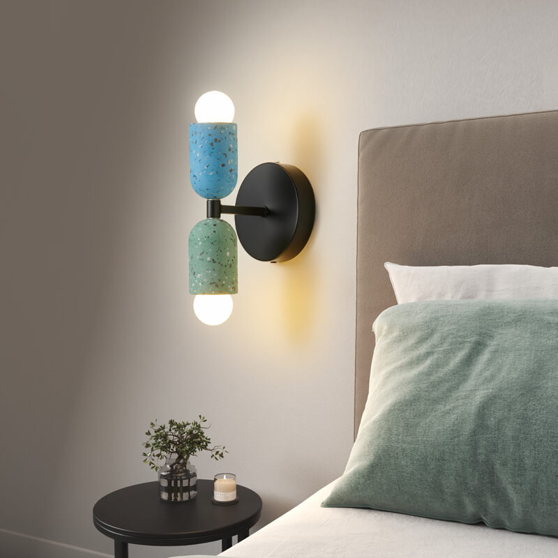 Modern Japanese Wabi-Sabi Iron Cement 2-Light Wall Lamp