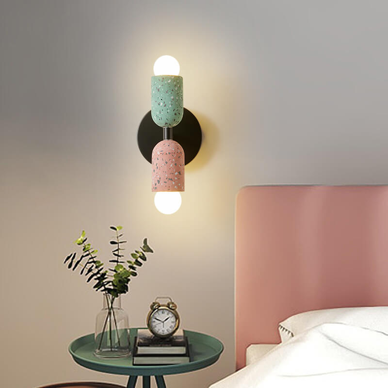 Modern Japanese Wabi-Sabi Iron Cement 2-Light Wall Lamp