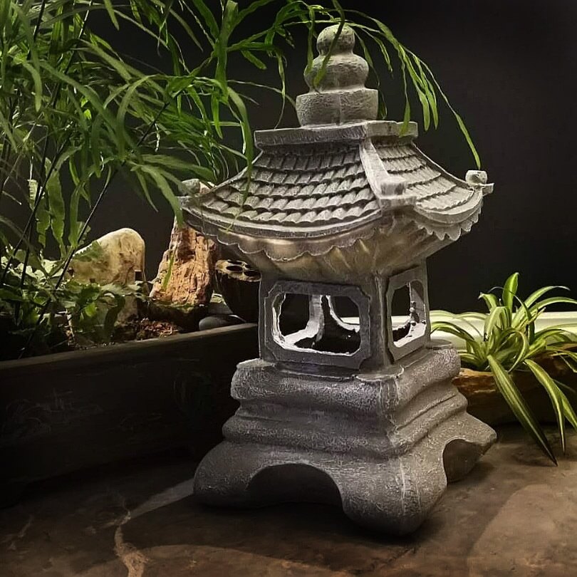 Japanese Zen Solar Waterproof Pagoda Stone LED Outdoor Garden Decoration Landscape Lighting