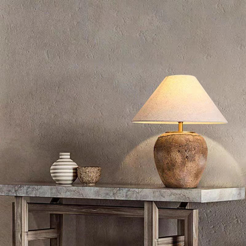 Modern Shabby Chic Fabric Ceramic Jar 1-Light Source Table Lamp for Bedroom