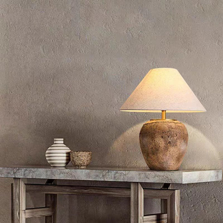 Modern Shabby Chic Fabric Ceramic Jar 1-Light Source Table Lamp for Bedroom