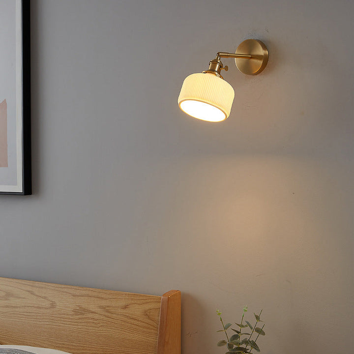 Modern Minimalist Striped Ceramic Jar 1-Light Wall Lamp