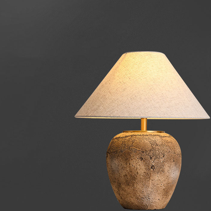 Modern Shabby Chic Fabric Ceramic Jar 1-Light Source Table Lamp for Bedroom