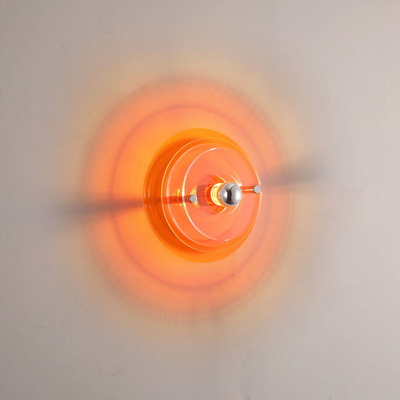 Contemporary Creative Colorful Iron Acrylic Flying Saucer Shade 1-Light Wall Lamp for Entertainment Room