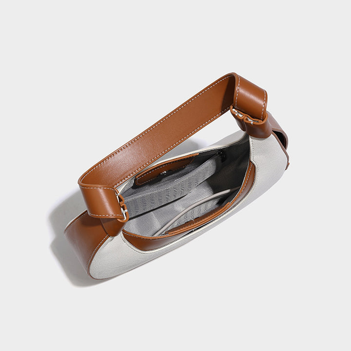 Luna – Canvas & Vegan Leather Crescent Shoulder Bag
