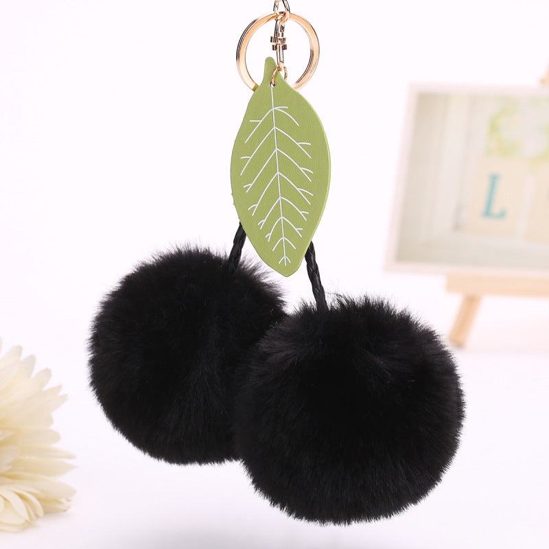 Cerise – Fluffy Cherry Pom Pom Bag Charm Keychain