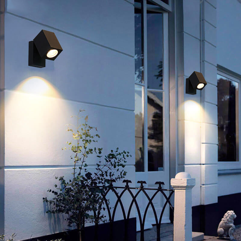 Modern Outdoor Waterproof Square Spotlight Adjustable Angle LED Garden Wall Lamp