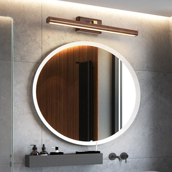 Nordic Minimalist Wooden Copper Cylinder LED Bathroom Mirror Wall Lamp for Living Room & Bathroom