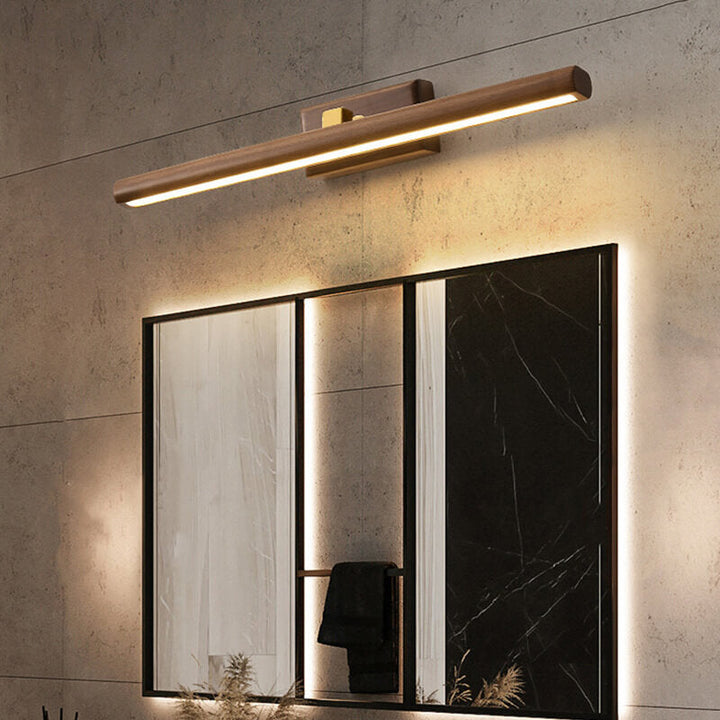 Nordic Minimalist Wooden Copper Cylinder LED Bathroom Mirror Wall Lamp for Living Room & Bathroom
