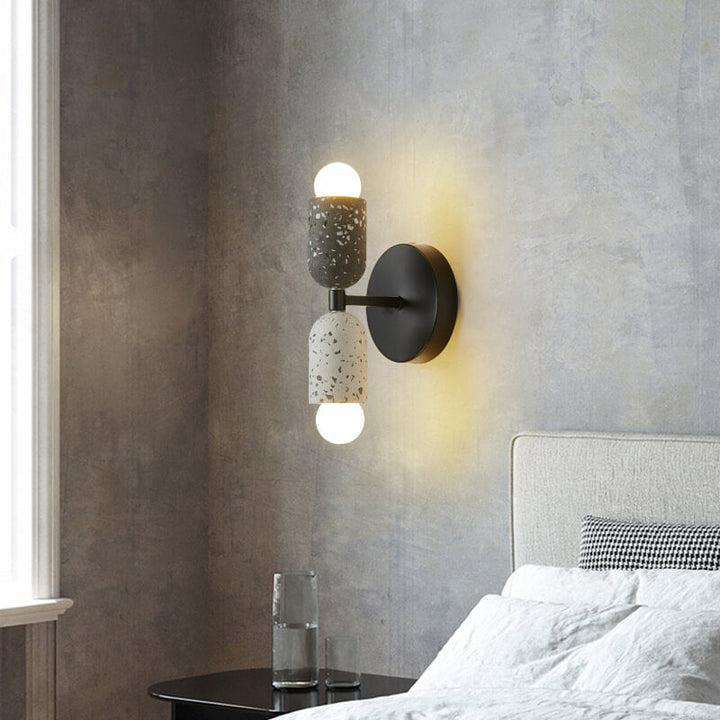 Modern Japanese Wabi-Sabi Iron Cement 2-Light Wall Lamp