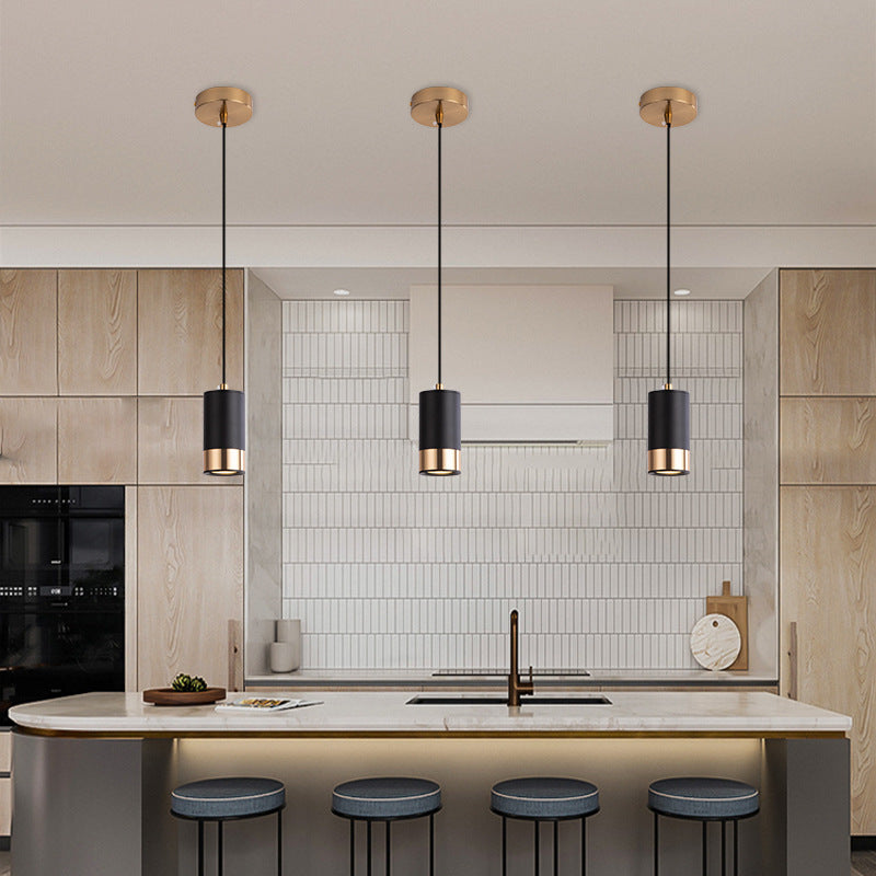 Modern Minimalist Column Iron Mini 1-Light Pendant Lamp for Living Room