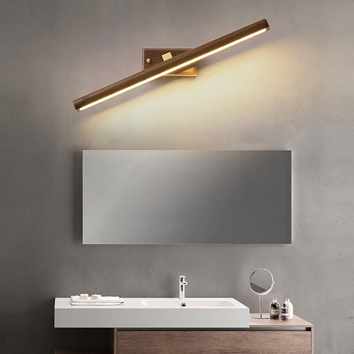 Nordic Minimalist Wooden Copper Cylinder LED Bathroom Mirror Wall Lamp for Living Room & Bathroom
