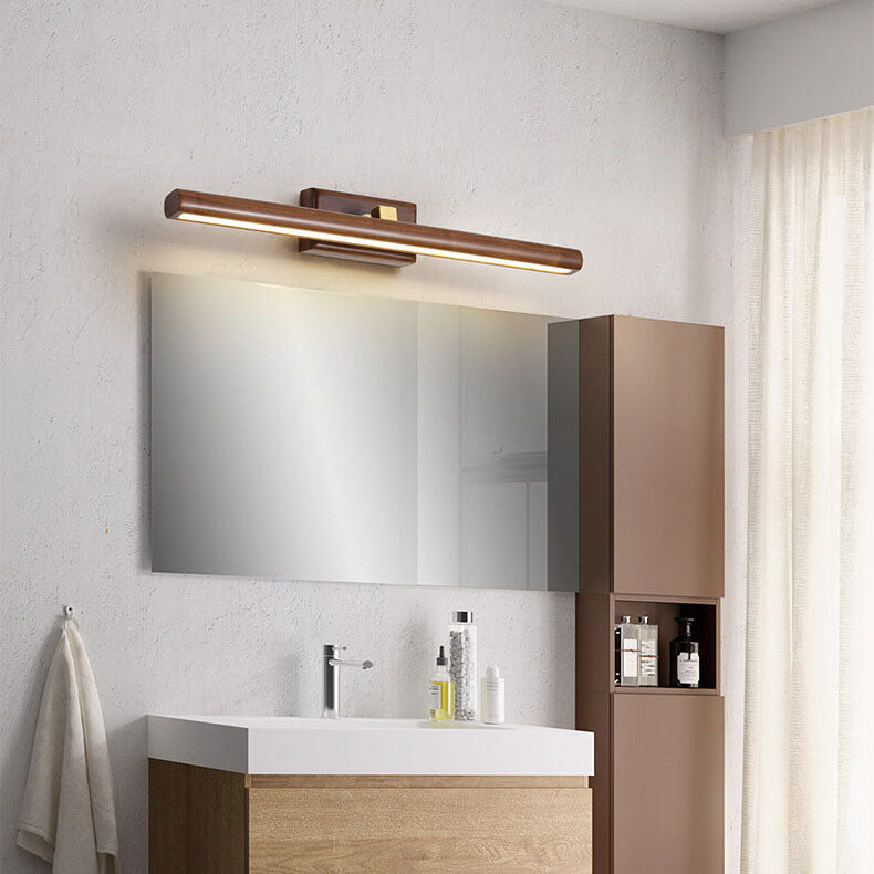 Nordic Minimalist Wooden Copper Cylinder LED Bathroom Mirror Wall Lamp for Living Room & Bathroom