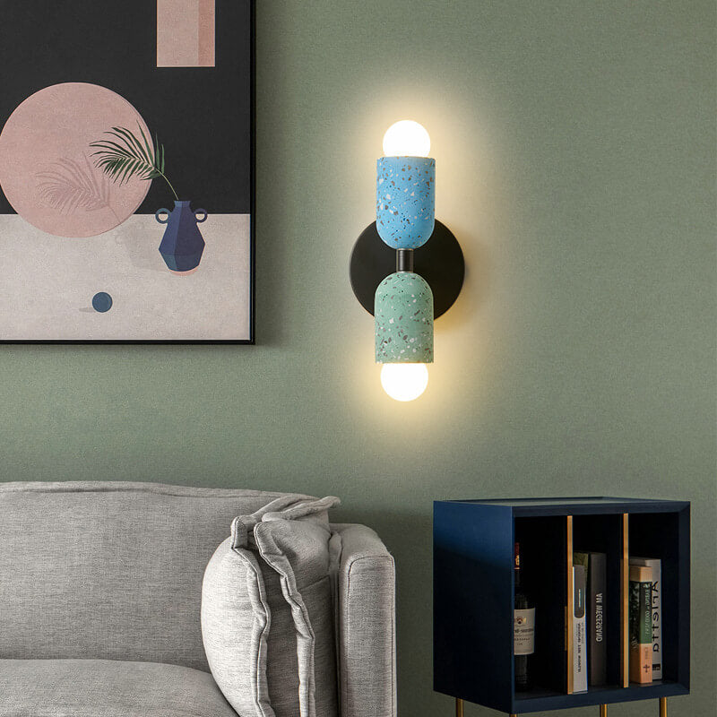 Modern Japanese Wabi-Sabi Iron Cement 2-Light Wall Lamp