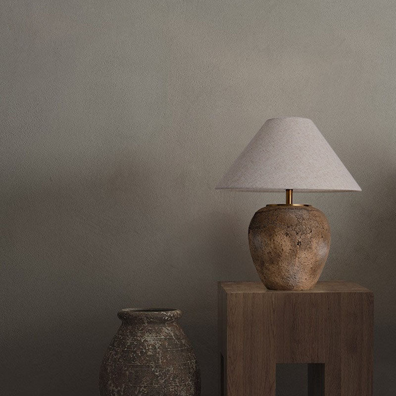 Modern Shabby Chic Fabric Ceramic Jar 1-Light Source Table Lamp for Bedroom