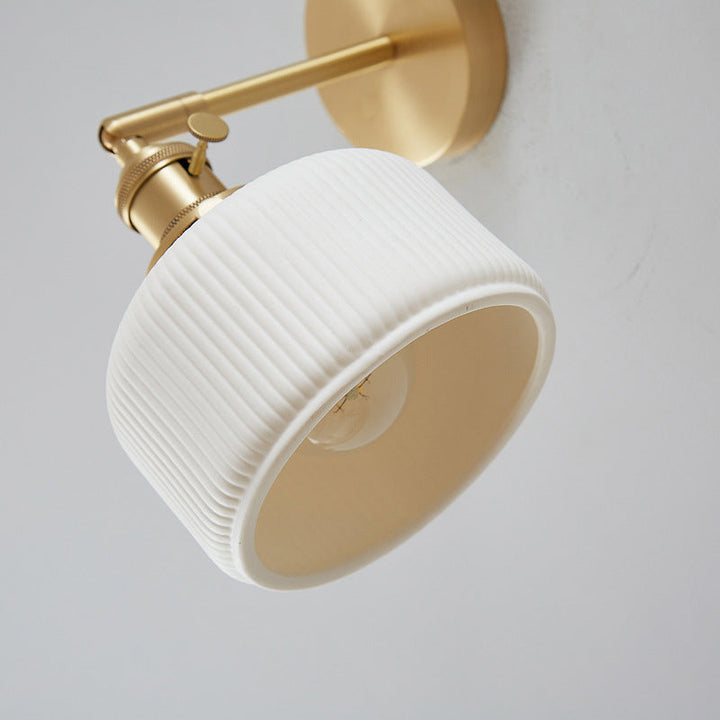 Modern Minimalist Striped Ceramic Jar 1-Light Wall Lamp