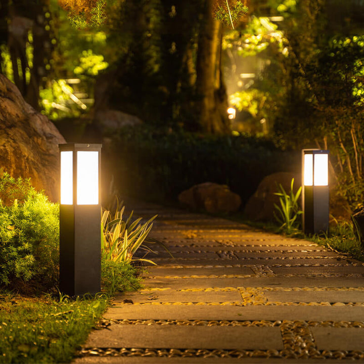 Modern solar cell grass mat square column outdoor waterproof road lamp