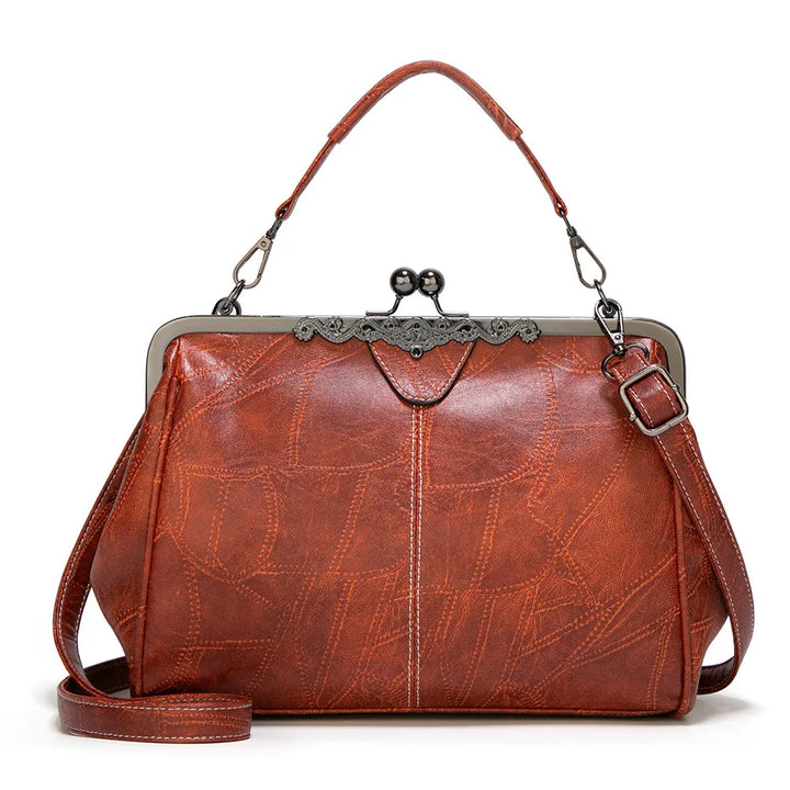 Vivienne – Vintage Kiss Lock Vegan Leather Shoulder Bag
