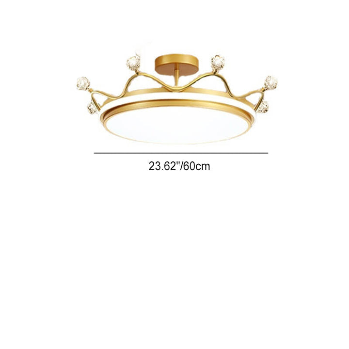 Contemporary Creative Children Crown Iron Acrylic LED Semi-Flush Mount Ceiling Light for Bedroom