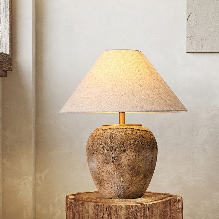 Modern Shabby Chic Fabric Ceramic Jar 1-Light Source Table Lamp for Bedroom