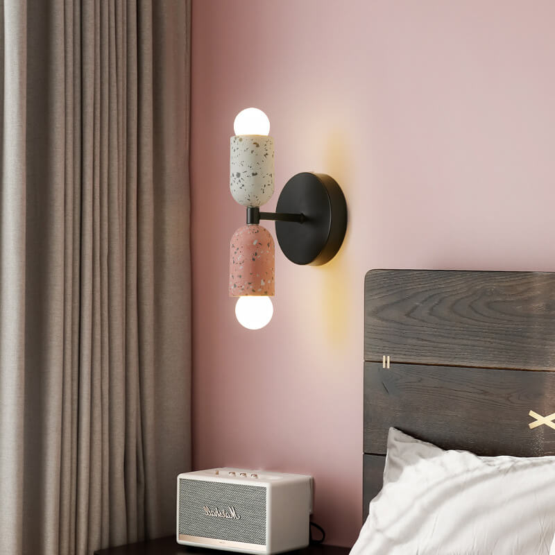 Modern Japanese Wabi-Sabi Iron Cement 2-Light Wall Lamp