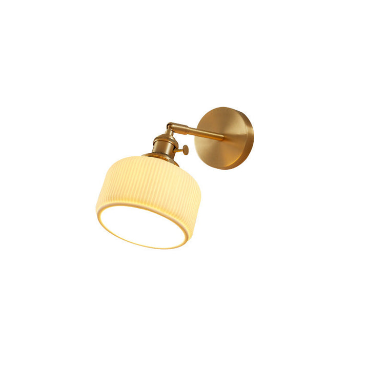 Modern Minimalist Striped Ceramic Jar 1-Light Wall Lamp