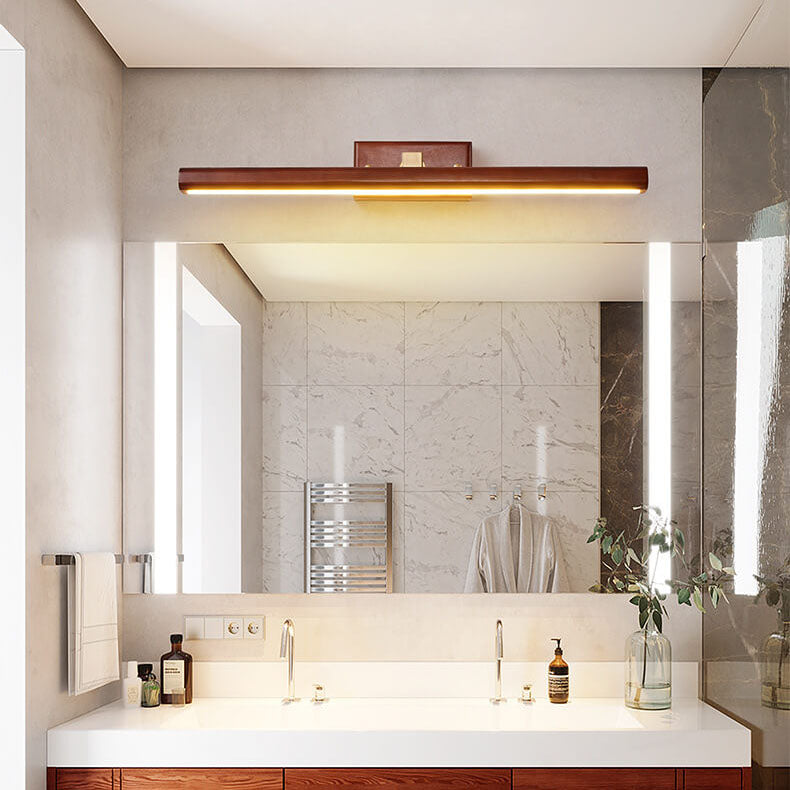 Nordic Minimalist Wooden Copper Cylinder LED Bathroom Mirror Wall Lamp for Living Room & Bathroom