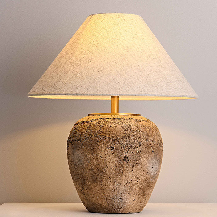 Modern Shabby Chic Fabric Ceramic Jar 1-Light Source Table Lamp for Bedroom