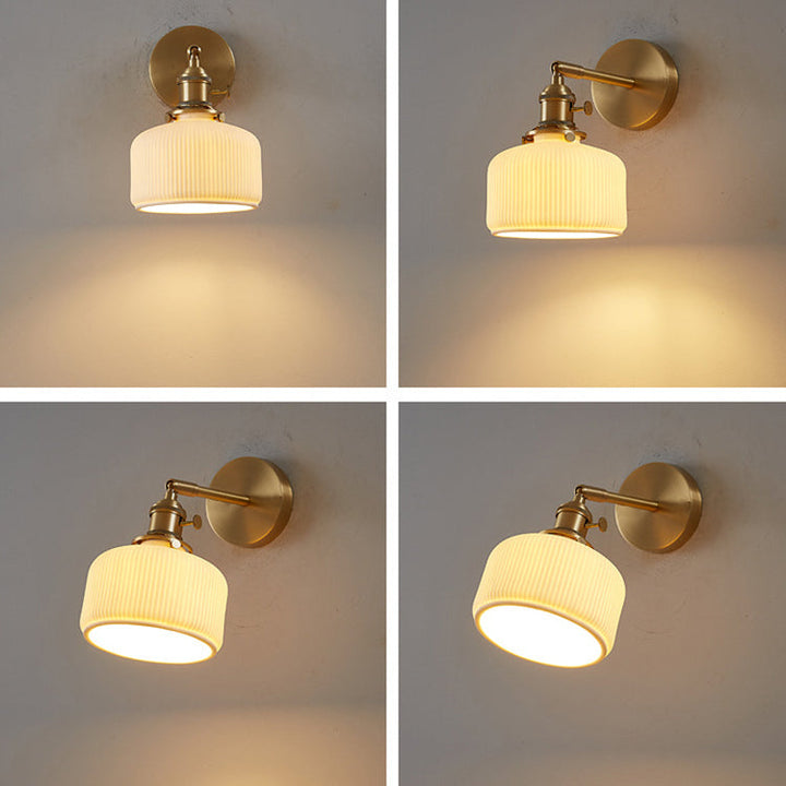 Modern Minimalist Striped Ceramic Jar 1-Light Wall Lamp
