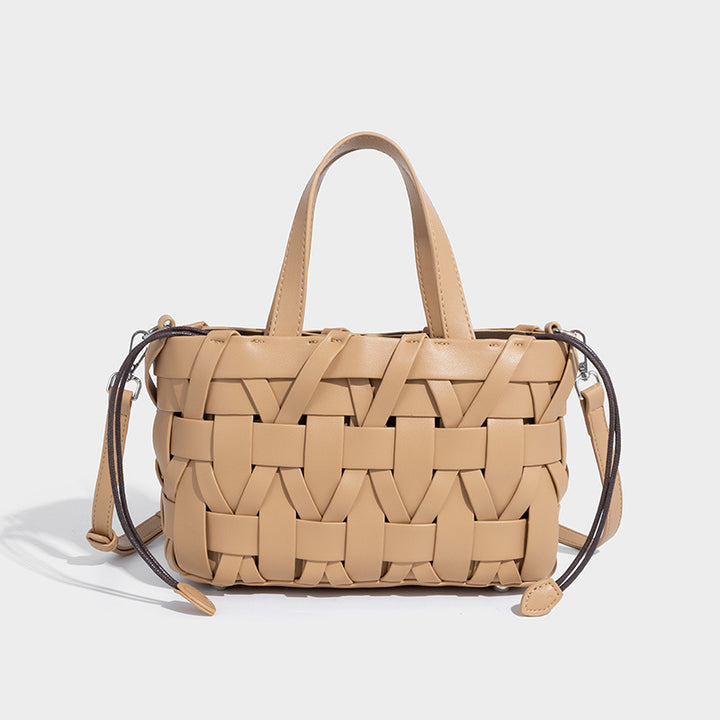 Calla – Woven Vegan Leather Shoulder Bag, Top Handle