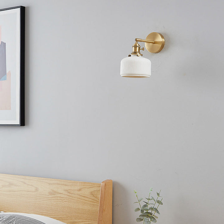 Modern Minimalist Striped Ceramic Jar 1-Light Wall Lamp