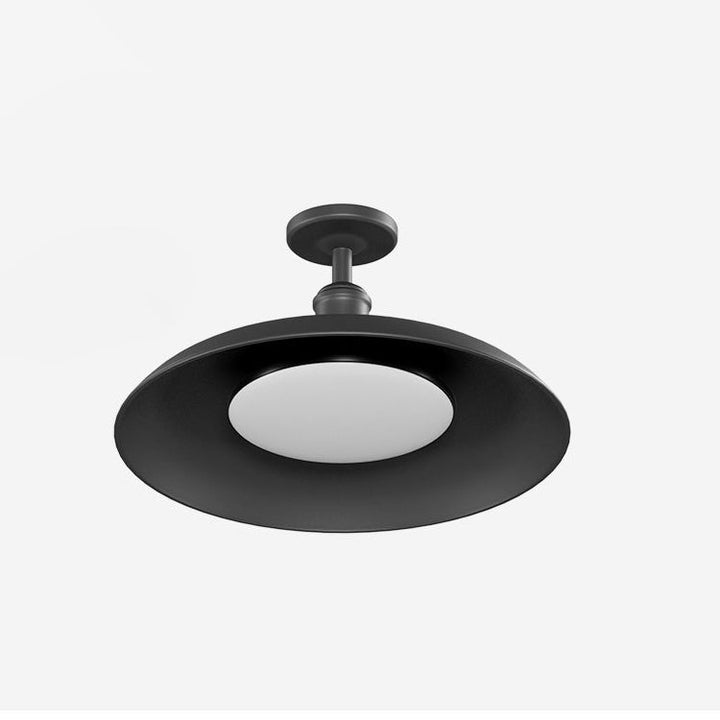 Contemporary Scandinavian Carbon Steel Round Waterproof 1-Light Semi-Flush Mount Ceiling Lamp for Outdoor Patio