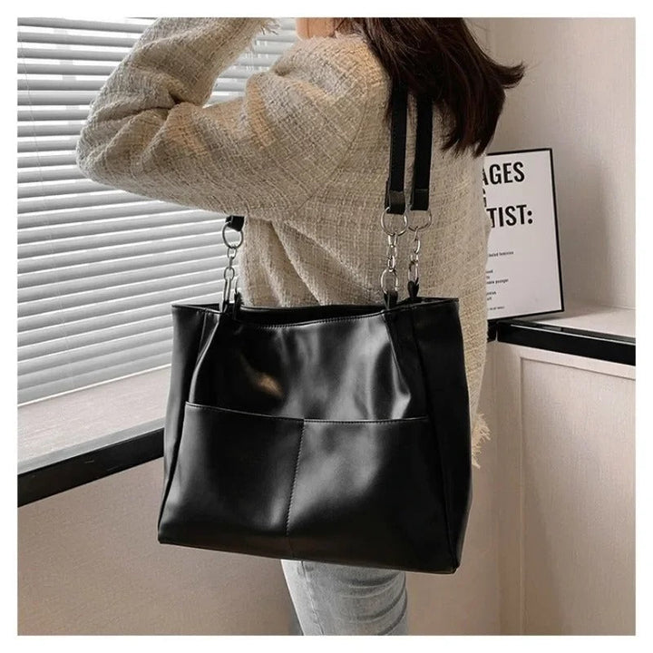 Solen – Large Vegan Cowhide Tote Bag, Chain Shoulder Bag
