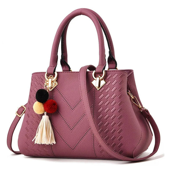 Talia – Quilted Top Handle Bag, Vegan Cowhide Shoulder Bag