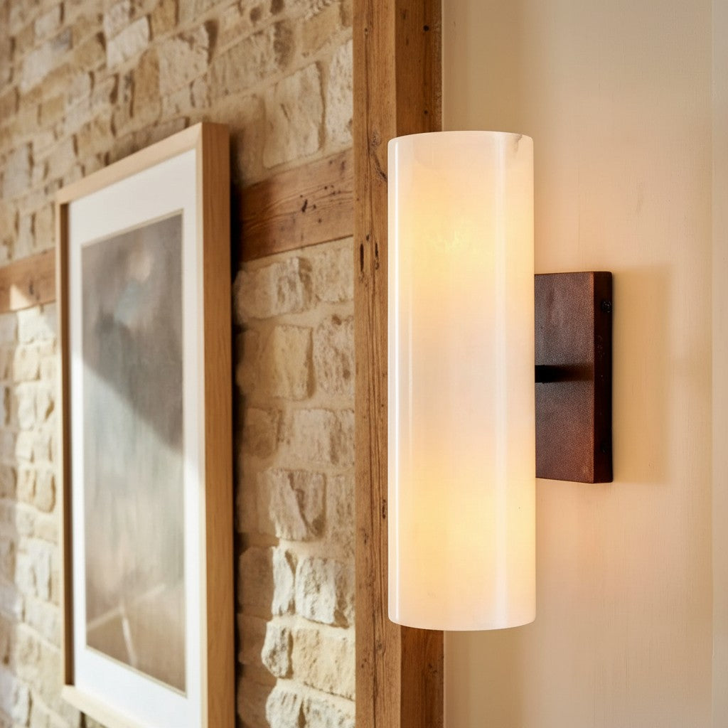 Doran Modern Elegant Alabaster Tube Sconce