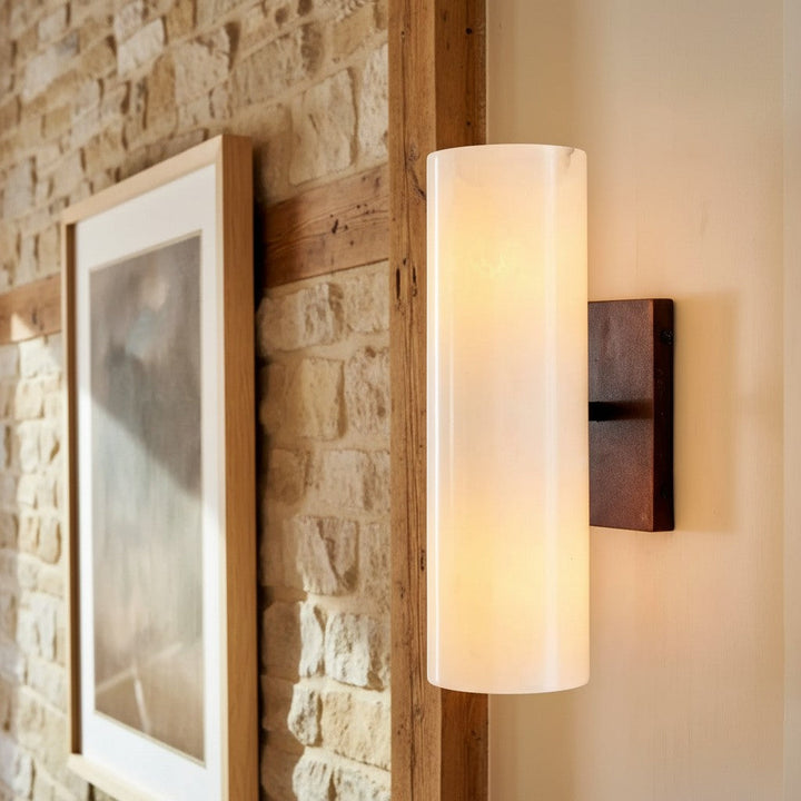 Doran Modern Elegant Alabaster Tube Sconce