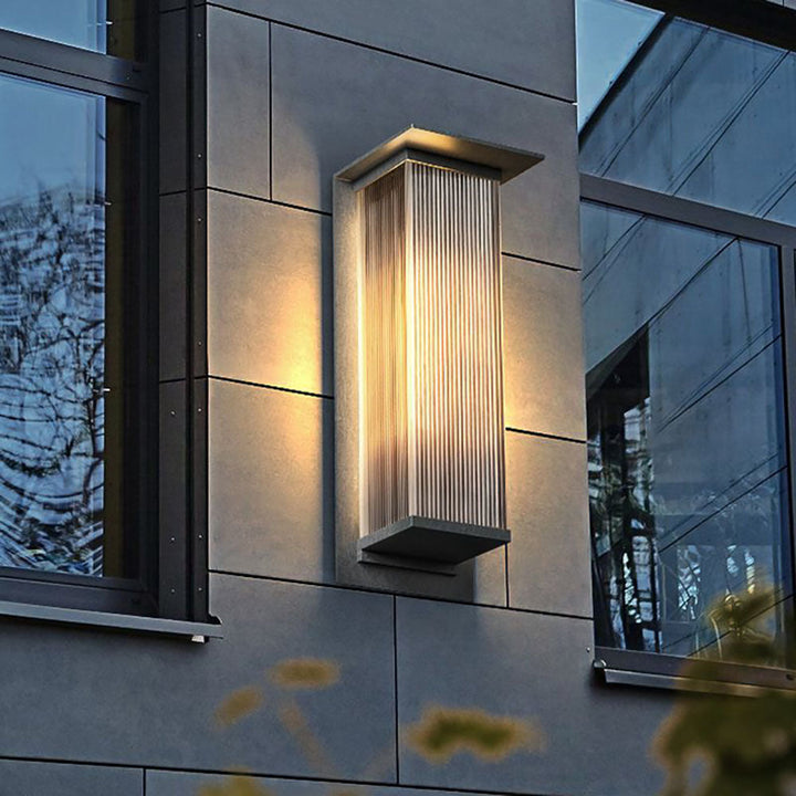 Ray Modern Rectangular Metal Outdoor Wall Lamp, Black