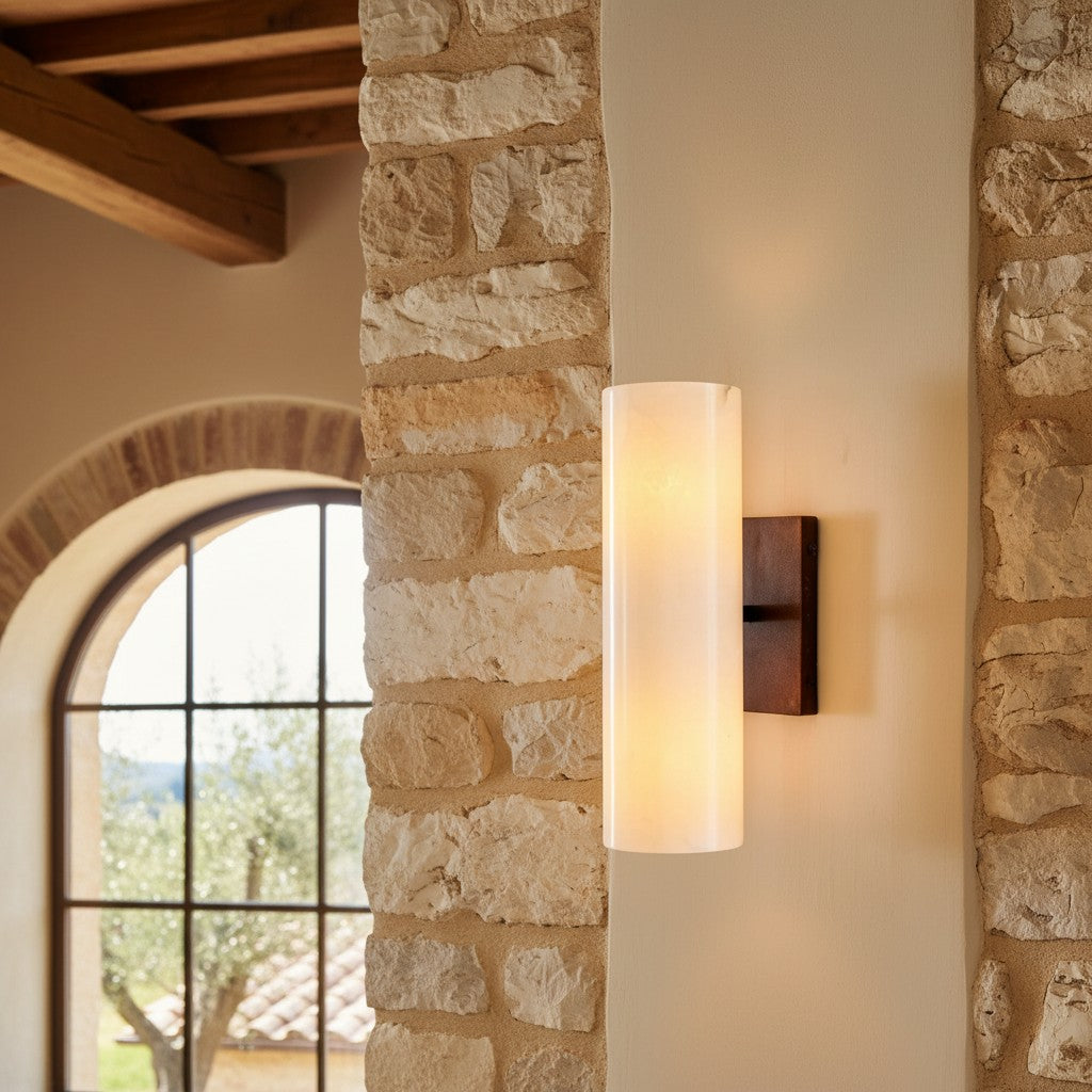 Doran Modern Elegant Alabaster Tube Sconce