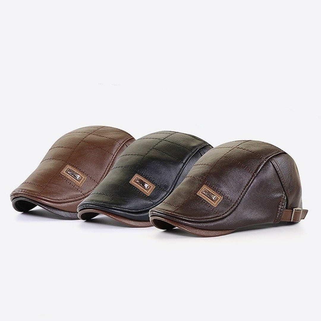 FlatCap - Retro Men's Leather Beret Hat (Buy 1 Get 1 FREE)
