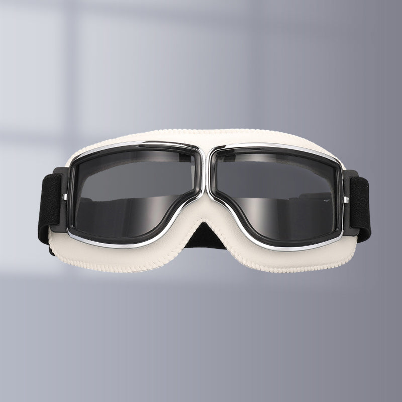 Classic Leather Aviator Goggles - Vintage Motorcycle Style with UV Protection