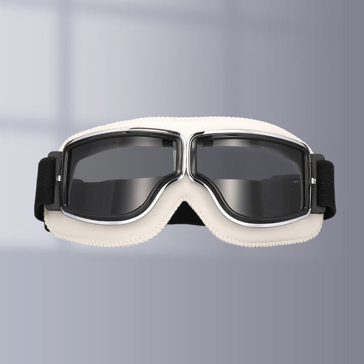 Classic Leather Aviator Goggles - Vintage Motorcycle Style with UV Protection