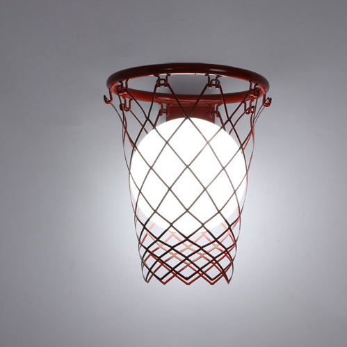 Modern Art Deco Barn Iron Glass Basket Lamp 1-Light Wall Light for Bedroom