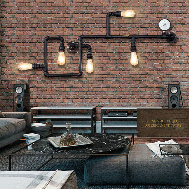 Industrial Labyrinth Pipe 5-Light Wall Lamp