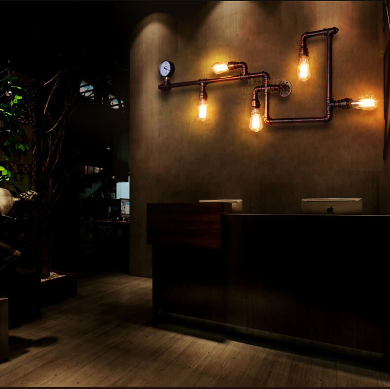 Industrial Labyrinth Pipe 5-Light Wall Lamp