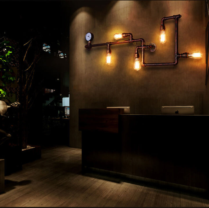 Industrial Labyrinth Pipe 5-Light Wall Lamp