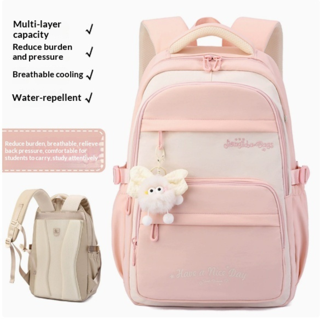 Campus Companion Three-Piece Backpack Set with Cartoon Print
