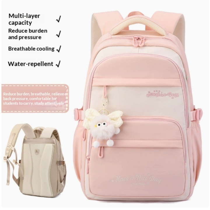 Campus Companion Three-Piece Backpack Set with Cartoon Print
